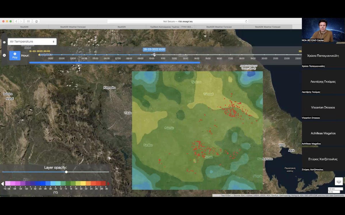ResagriP's tweet photo. Last evening's webinar with the farmers and administration of THESSTO, the biggest cooperative for industrial tomato in Greece, where the newly developed services on early cropping season frosts and tailored forecasts on a parcel scale were presented. @eshape_eu @beyond_center https://t.co/IQv3SV6u5n