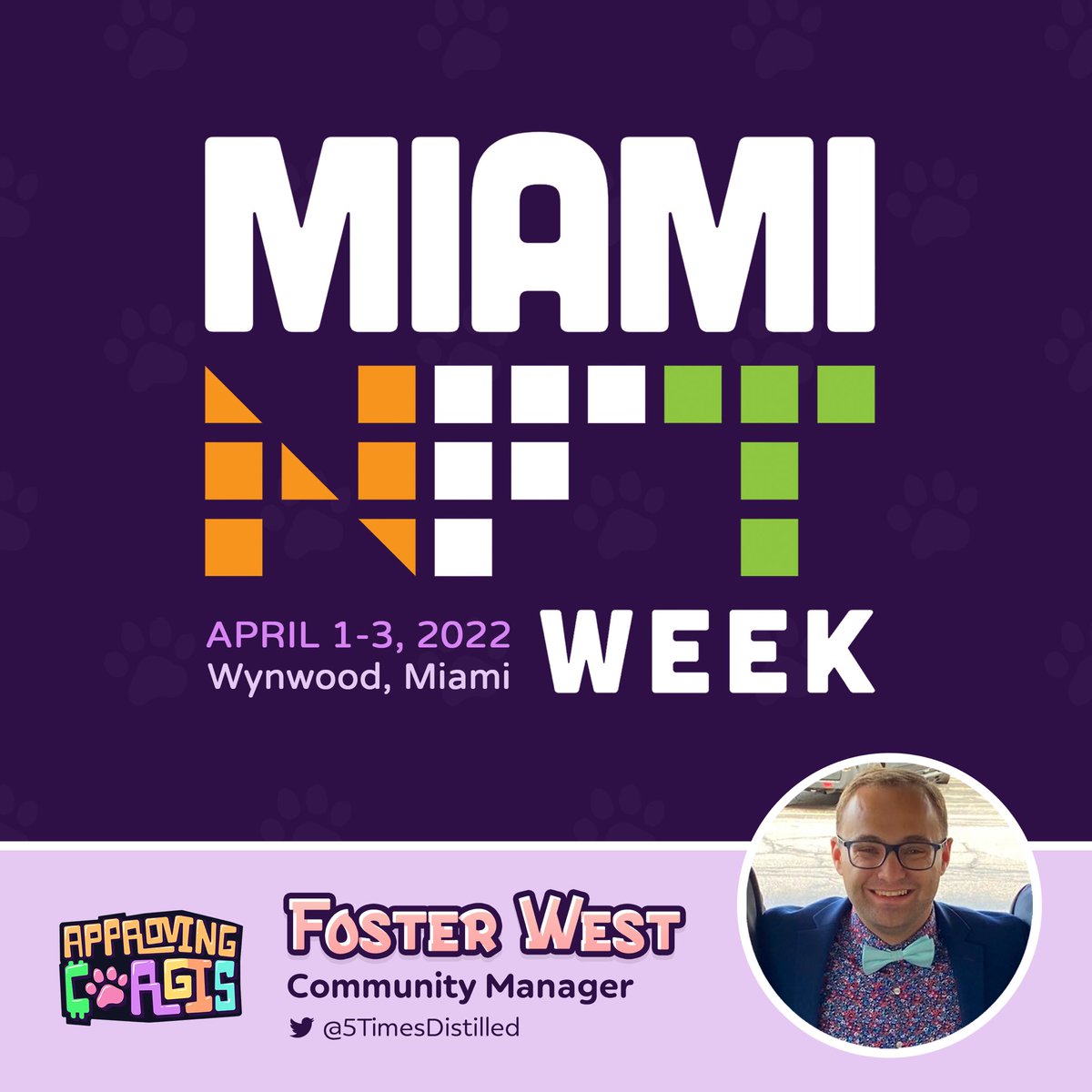 approvingcorgis's tweet photo. Catch our very own @5TimesDistilled in the upcoming @MiamiNFTweek! 🙌 it’s gonna be a blast! https://t.co/LIo2J9p47i