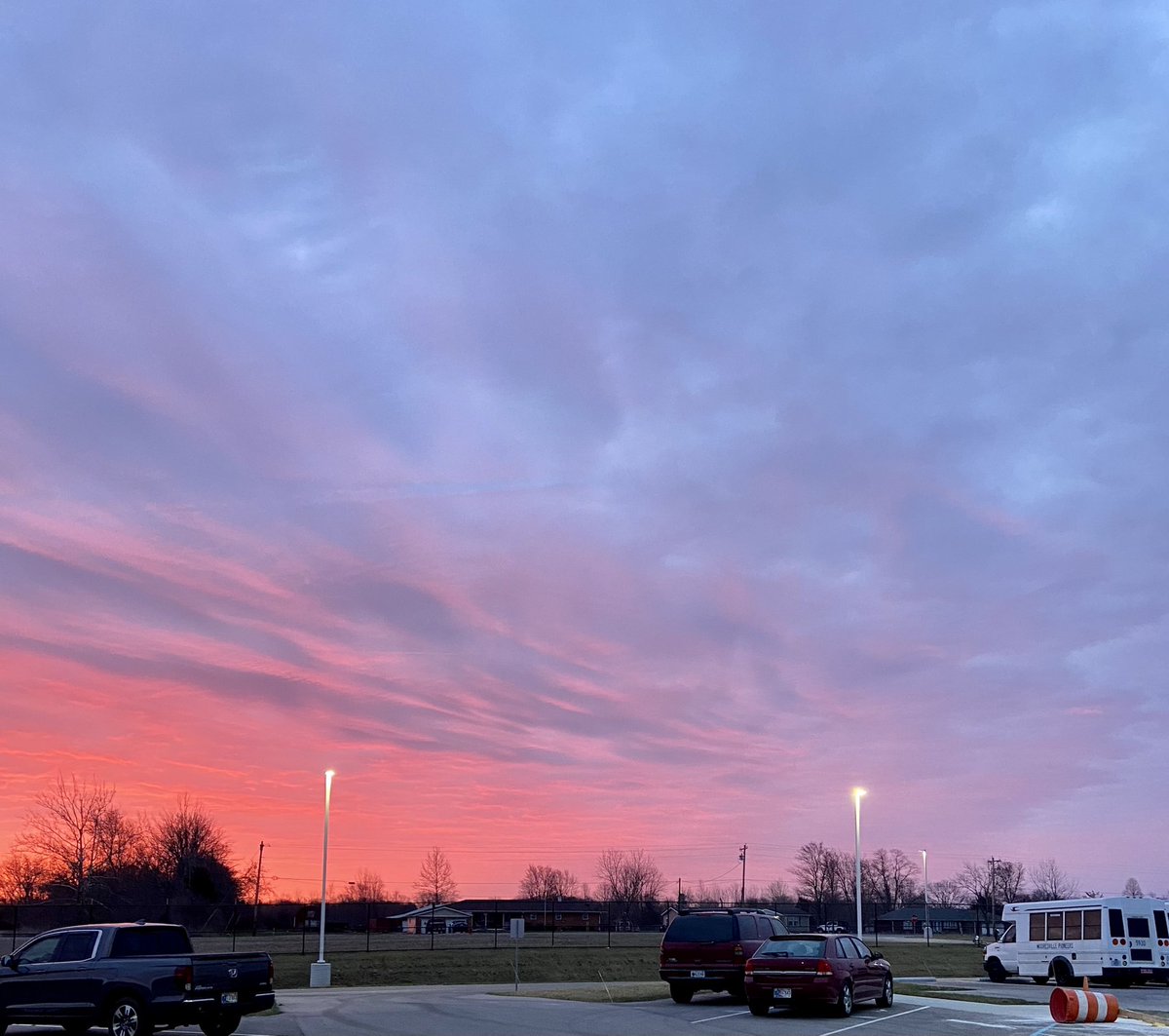 Fantastic view of the sunrise this morning from the Transportation Center!