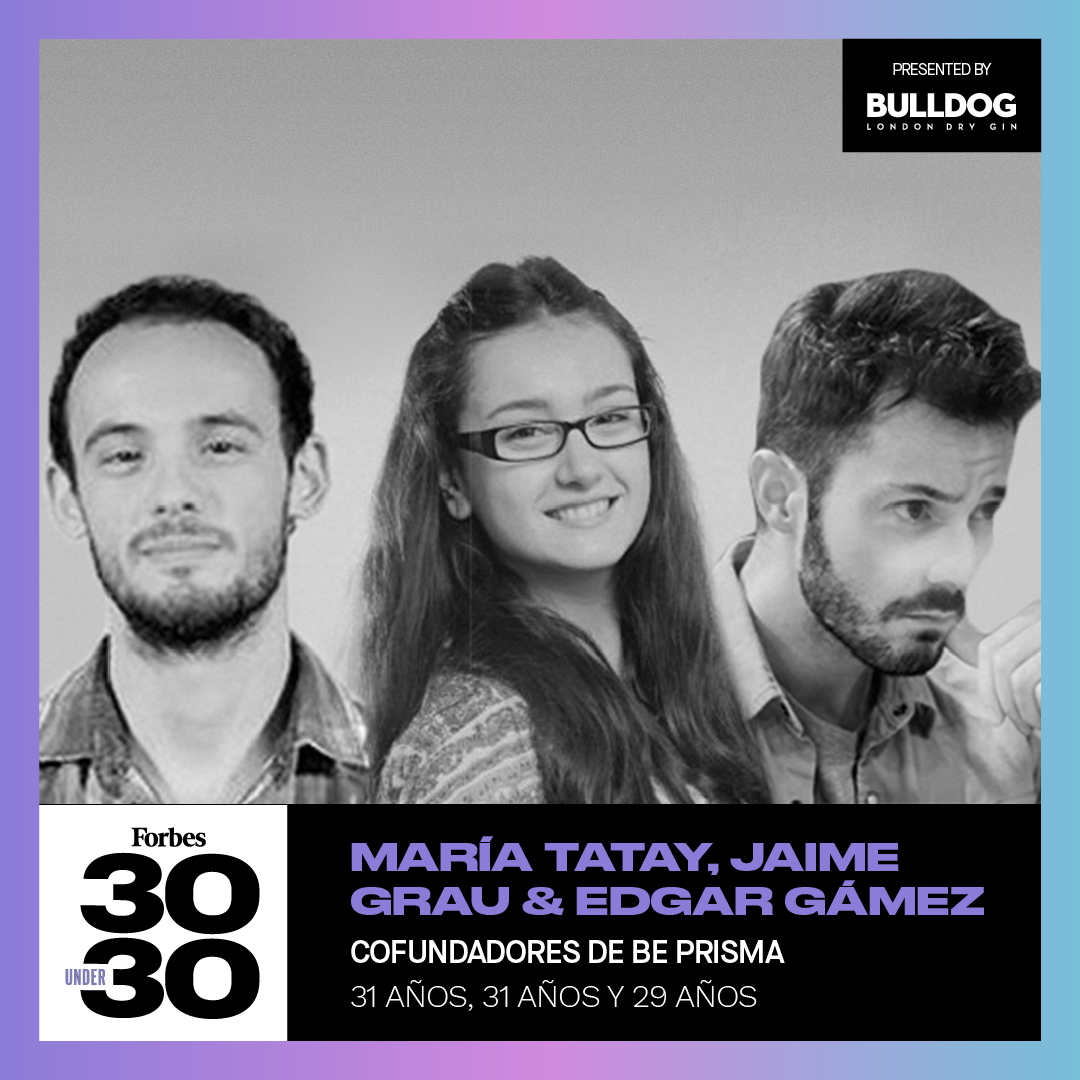 Forbes_es's tweet photo. ➡ #30Under30 
👥 @MTatay, @JaimeGrauF y Edgar Gámez 
💼 Cofundadores de @beprisma_ 
📆 31, 31 y 29 años

#beginbold 

Presented by @BULLDOGGIN_es  

https://t.co/1mDuW4AjN7 https://t.co/zwksyLjZNR