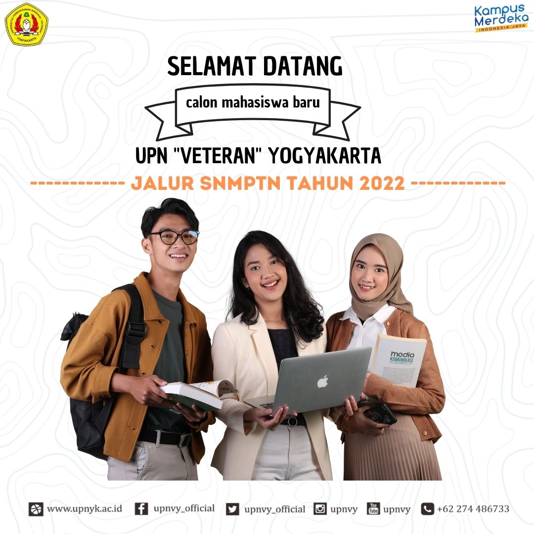 Selamat datang adik-adik calon mahasiswa baru #upnvy jalur #snmptn.

Informasi pendaftaran ulang akan kami update melalui laman pmb.upnyk.ac.id

Bagi pejuang #upnvy yang belum lolos, masih memiliki kesempatan di jalur seleksi #sbmptn dan #seleksimandiri