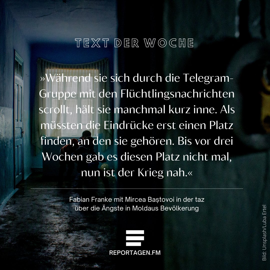 ReportagenFM's tweet photo. Während der Angriffskrieg gegen die Ukraine andauert, werden die Bürger:innen Moldaus unruhig. Könnte ihr Land das nächste Ziel Putins sein? Warum sich trotzdem einige mehr Nähe zu Russland wünschen – im #TextderWoche von @FabianFranke_ @tazgezwitscher
https://t.co/KA5aSYPaXn https://t.co/gI6t2myD2g