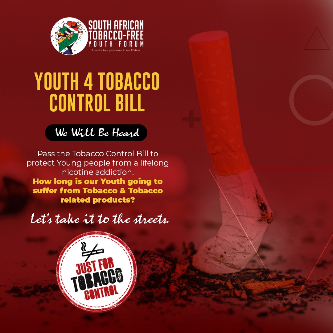 satfyf2030's tweet photo. How long should we suffer from the harms of #tobaccoproducts ? Let's take it to the streets! Let's make sure we are heard to protect ourselves. 

The #tobaccocontrolbill2018 will be passed in South Africa! 

#tobaccofreegeneration #Youth4TobaccoControl #TobaccoControl https://t.co/mWzqKLrvgo