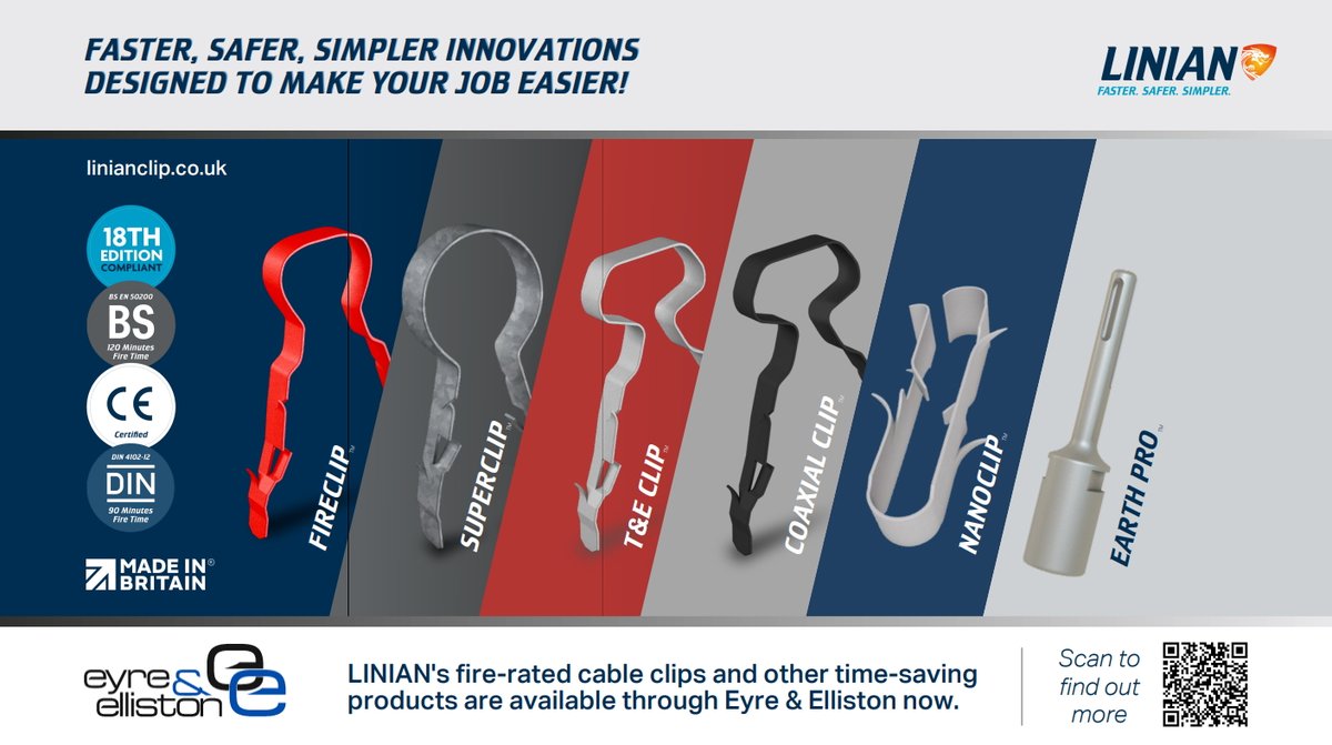eyreelliston's tweet photo. Introducing the new Linian fire-rated cable clips. Now stocked at #Huntington &amp; #Reading branch. Ideal for armoured cables and EV ultra cables. https://t.co/PvXnZ1xPut