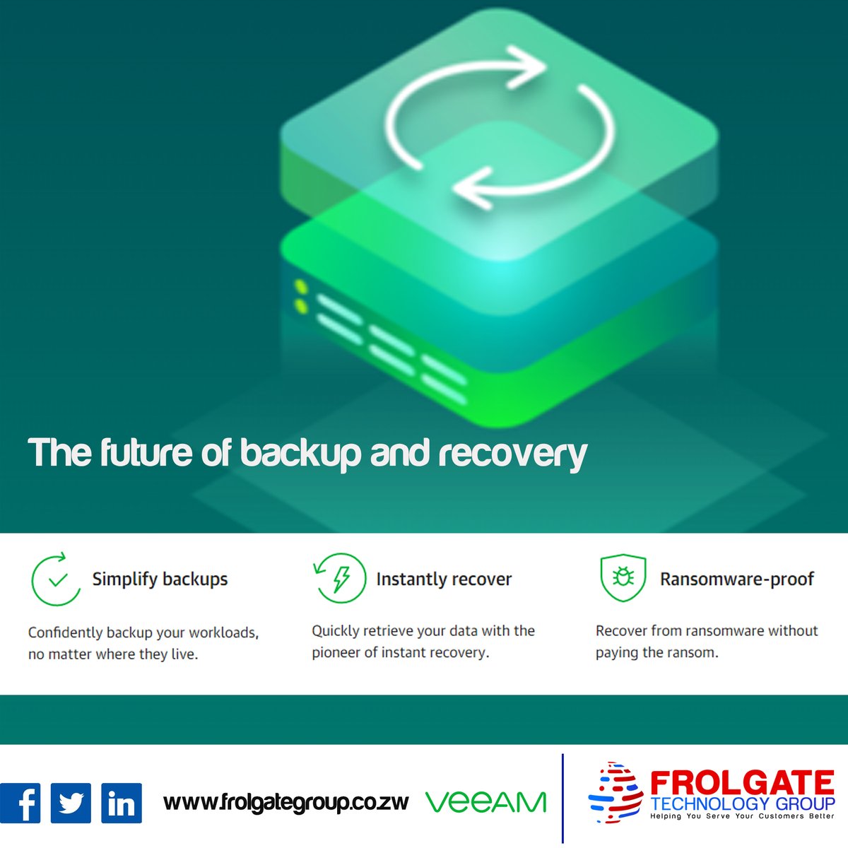frolgatetech's tweet image. Veeam® provides a reliable and cost-effective backup and recovery solution to deliver verified, granular recovery of all your critical assets across any environment or application, ensuring you achieve your SLAs and RPO/RTOs. #frolgatetechnologygroup #veeambackup #corecomputing