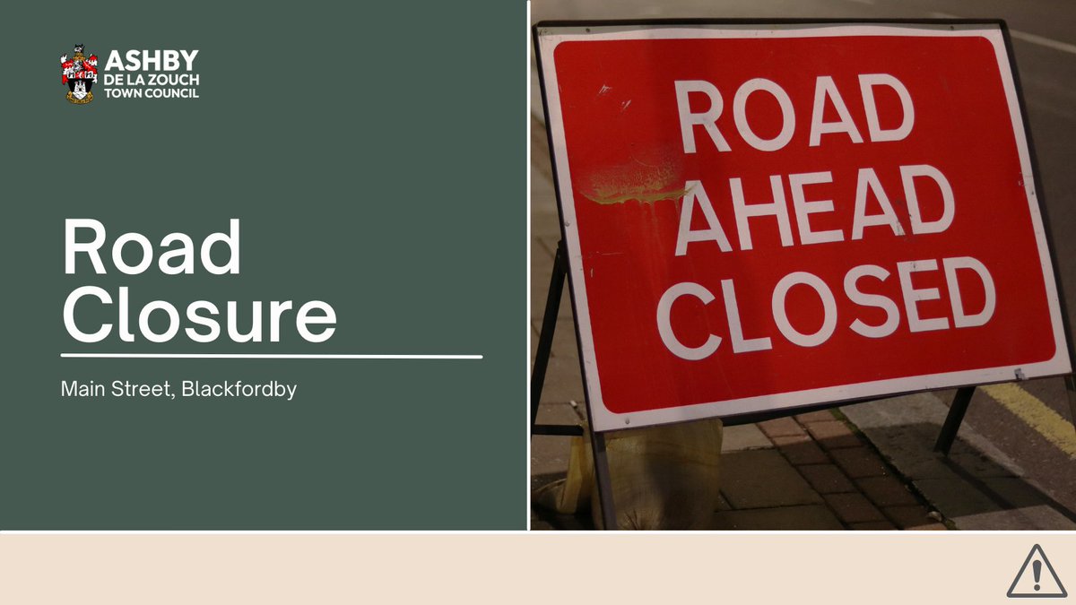 ⚠ Road Closure on Main Street, Blackfordby

A road closure is required on Main Street between Elstead Lane and Well Lane on the 11th April 2022 for four days.

For more information, visit our website:
ashbydelazouch.info/news/Road-Clos…