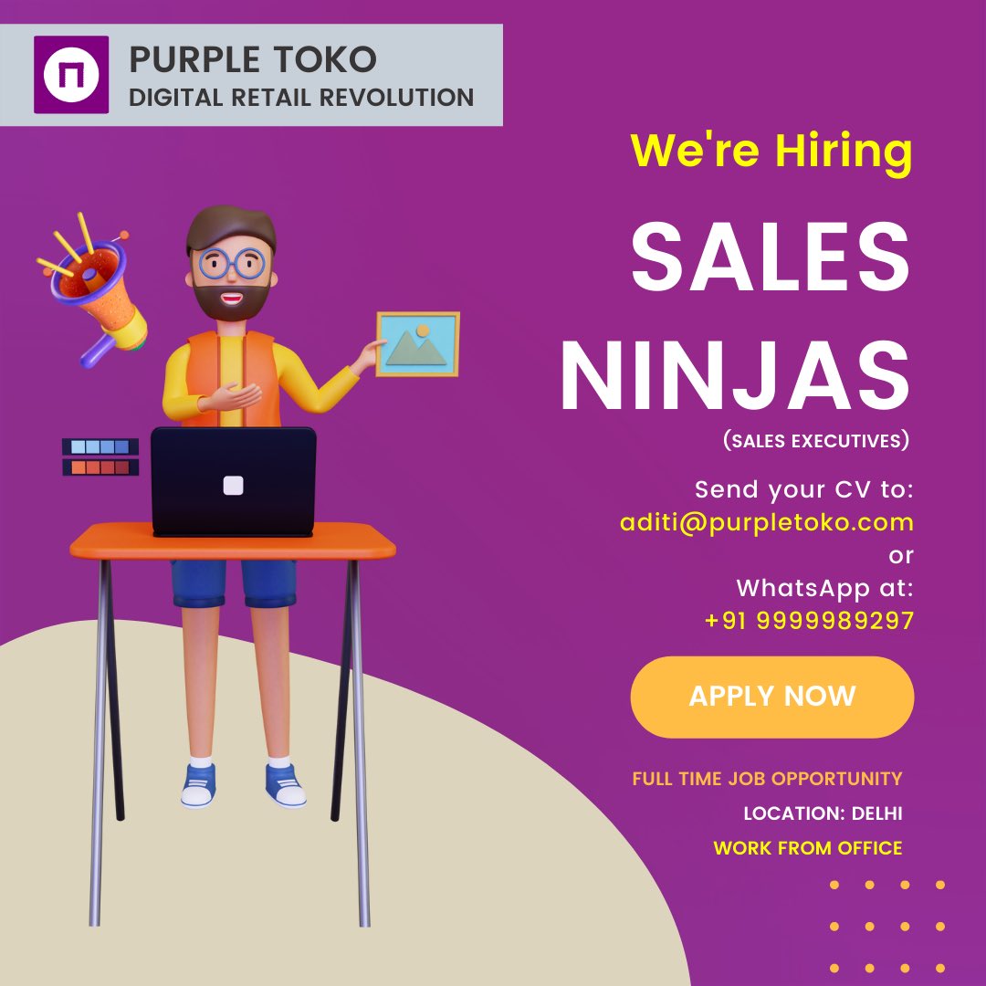 PurpleToko's tweet photo. Hiring Full Time for different roles!!
#Hiring #HIRINGNOW #purpletoko https://t.co/8WZx1lyo99