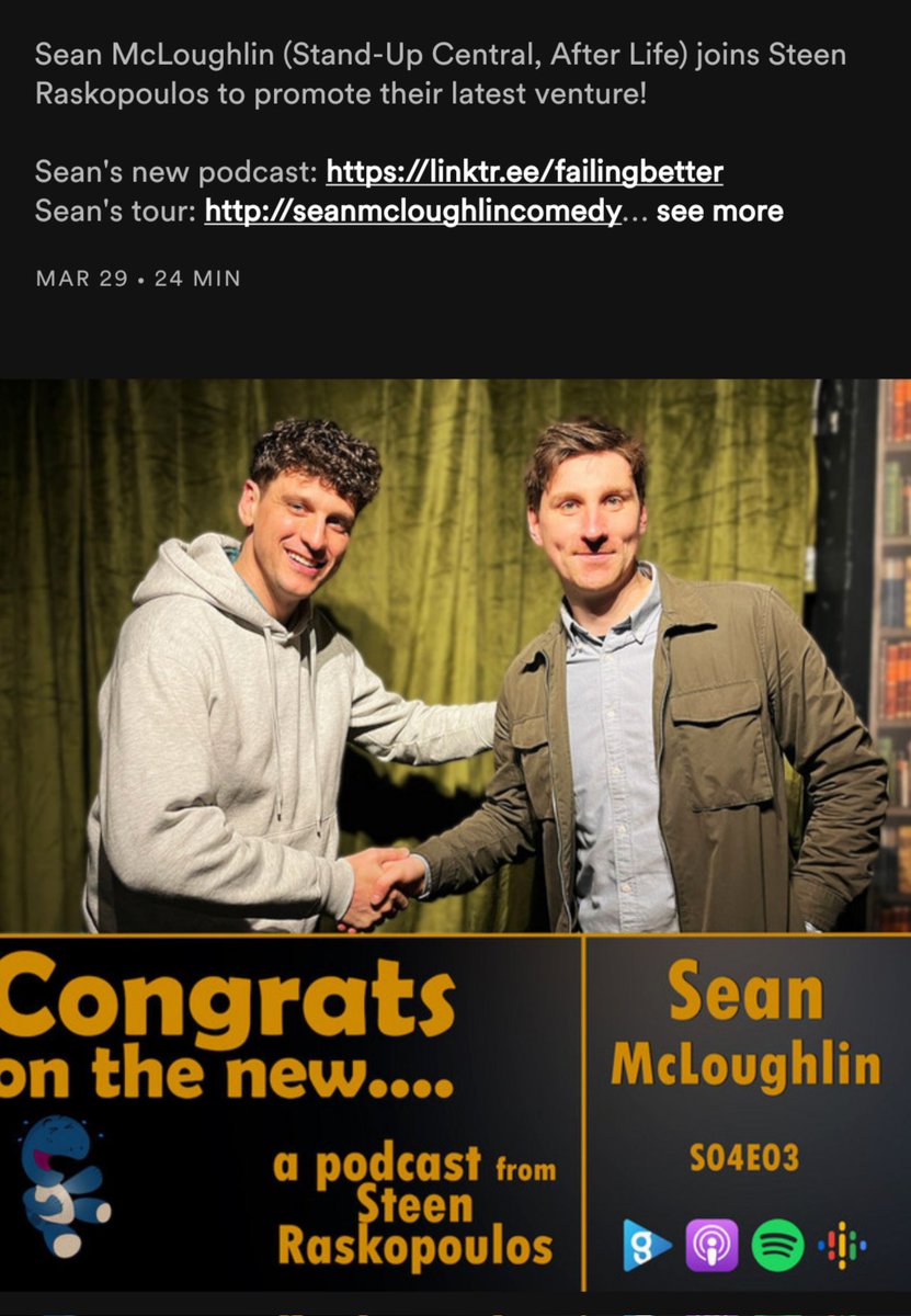 Comedypodcastde's tweet photo. Comedy podcast of the day:

@Gratsonthenew
With @SeanMcLoughlin

https://t.co/qUv6m3FbFR

@TurtleCanyonCom
@steenrasko https://t.co/F93rMBuWUg