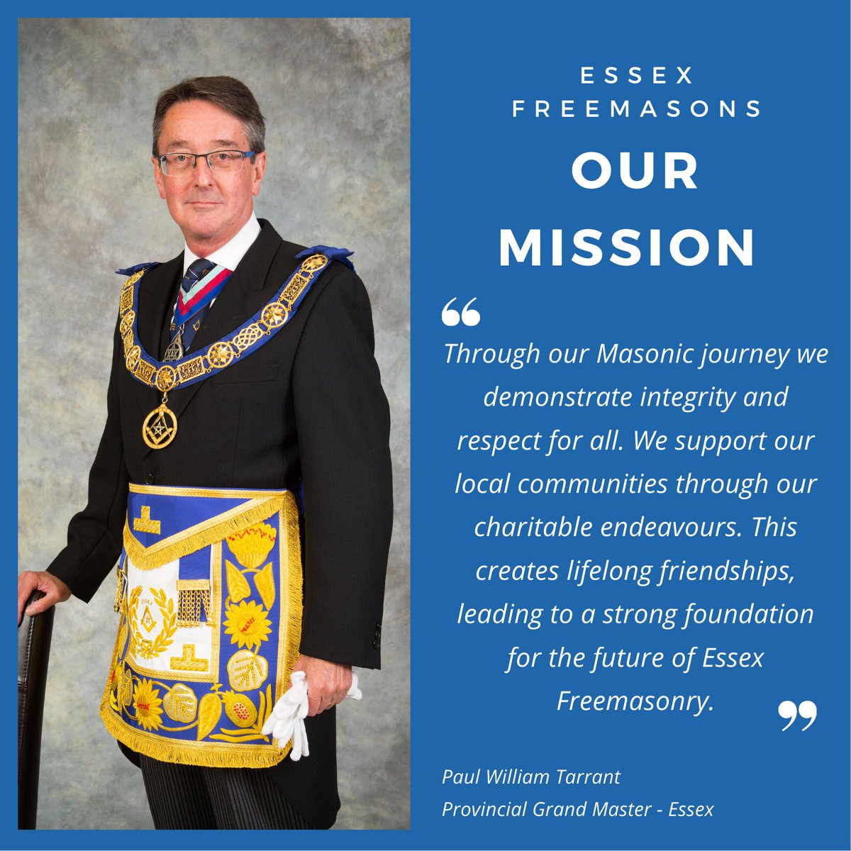 🚀Today we launch our mission statement. 

Over the next five days you'll see how we are putting the values of Integrity, Respect, Community, Charity &amp; Friendship at the heart of all we do and to give Essex #Freemasons a clear purpose.

essexfreemasons.org.uk/news/item/188-…