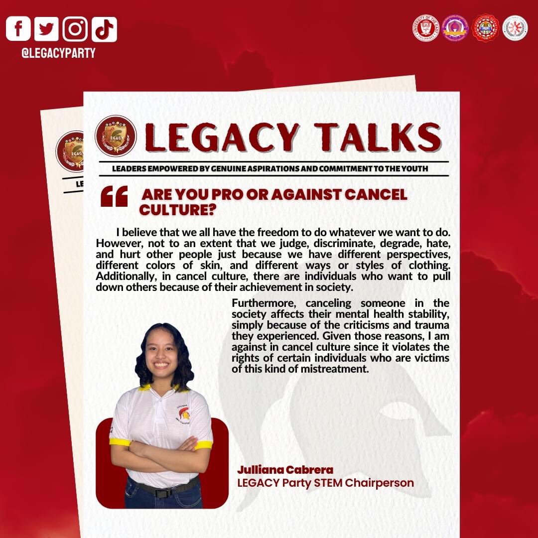 LegacyParty_UE's tweet photo. HIGHLIGHTS | Candidates' Q&amp;A

Witness, as JULLIANA CABRERA the ABM CHAIRPERSON of LEGACY Party states her answers!

#OrganizeYourFinancesWithCABRERA
#VoteSTRAIGHT
#VoteWISELY
#VoteLEGACYPARTY
#LegacyForConsistency
#SaLegacyWalangPagsisisi https://t.co/8YfAnQLMdK