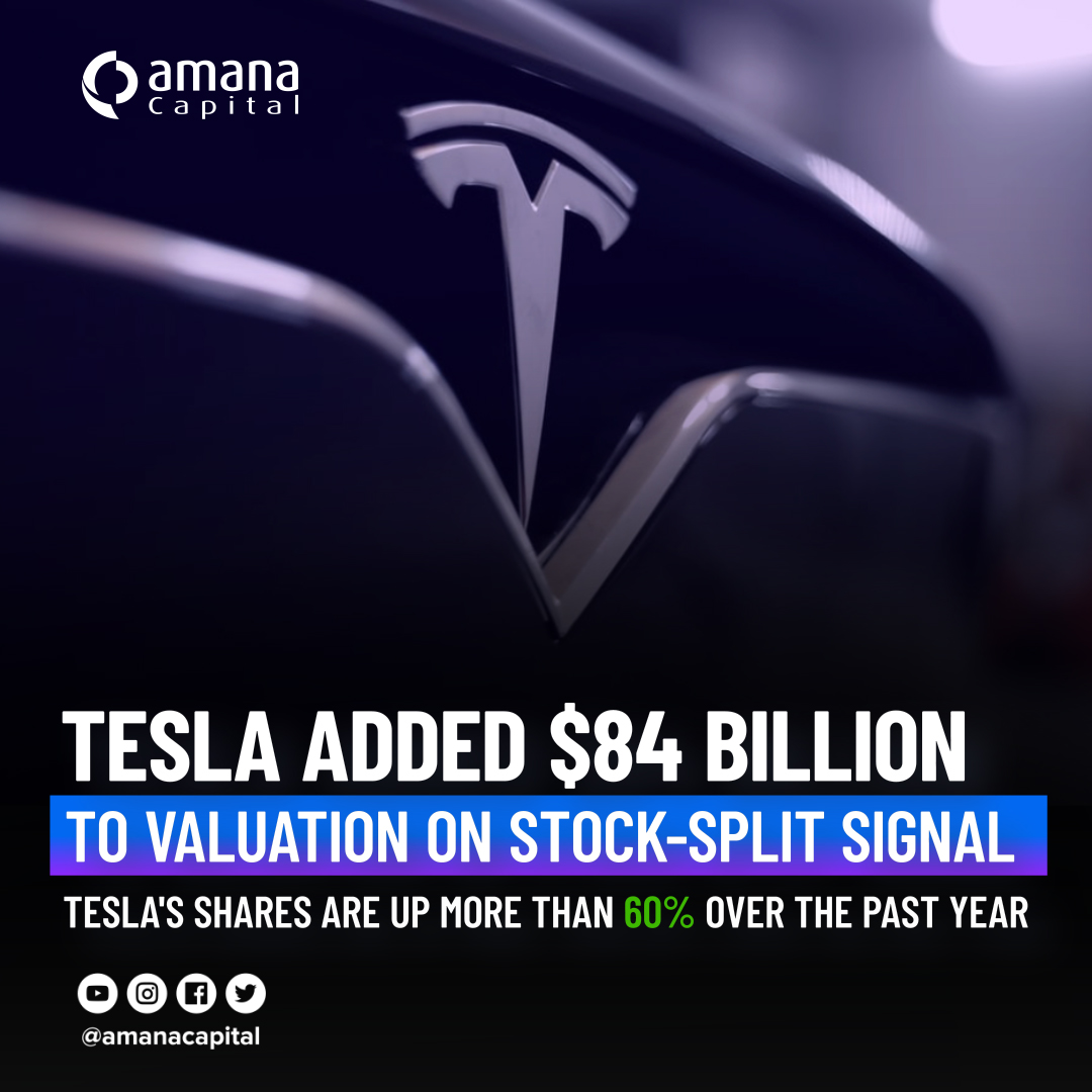 amanafn's tweet photo. 📈 Tesla adds $84 billion to valuation on stock-split signal

Tesla's shares are up more than 60% over the past year

Trade the opportunity with Amana 
https://t.co/6dPTI3gSFH https://t.co/IQs8DBEK94