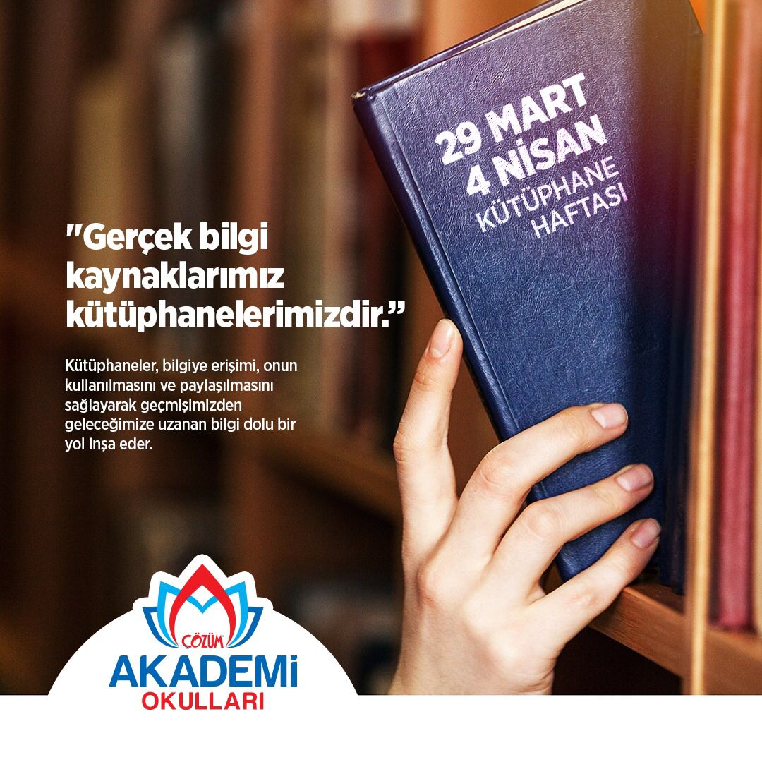 "Gerçek bilgi kaynaklarımız kütüphanelerimizdir.”

Kütüphaneler, bilgiye erişimi, onun kullanılmasını ve paylaşılmasını sağlayarak geçmişimizden geleceğimize uzanan bilgi dolu bir yol inşa eder

29 Mart-4 Nisan #KütüphaneHaftası kutlu olsun. 📚📖

#Gaziantep #ÇözümAkademiOkulları