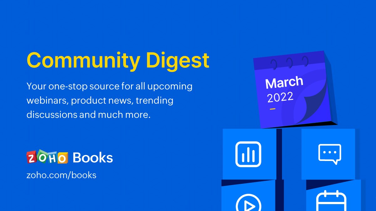ZohoBooks's tweet photo. We are back with the 11th Edition of #CommunityDigest. In this issue, we talk about contextual chats, mandates your business needs to comply with, product updates and new customer stories!

Read more: https://t.co/5qtjJMEioy https://t.co/EM3thudzop