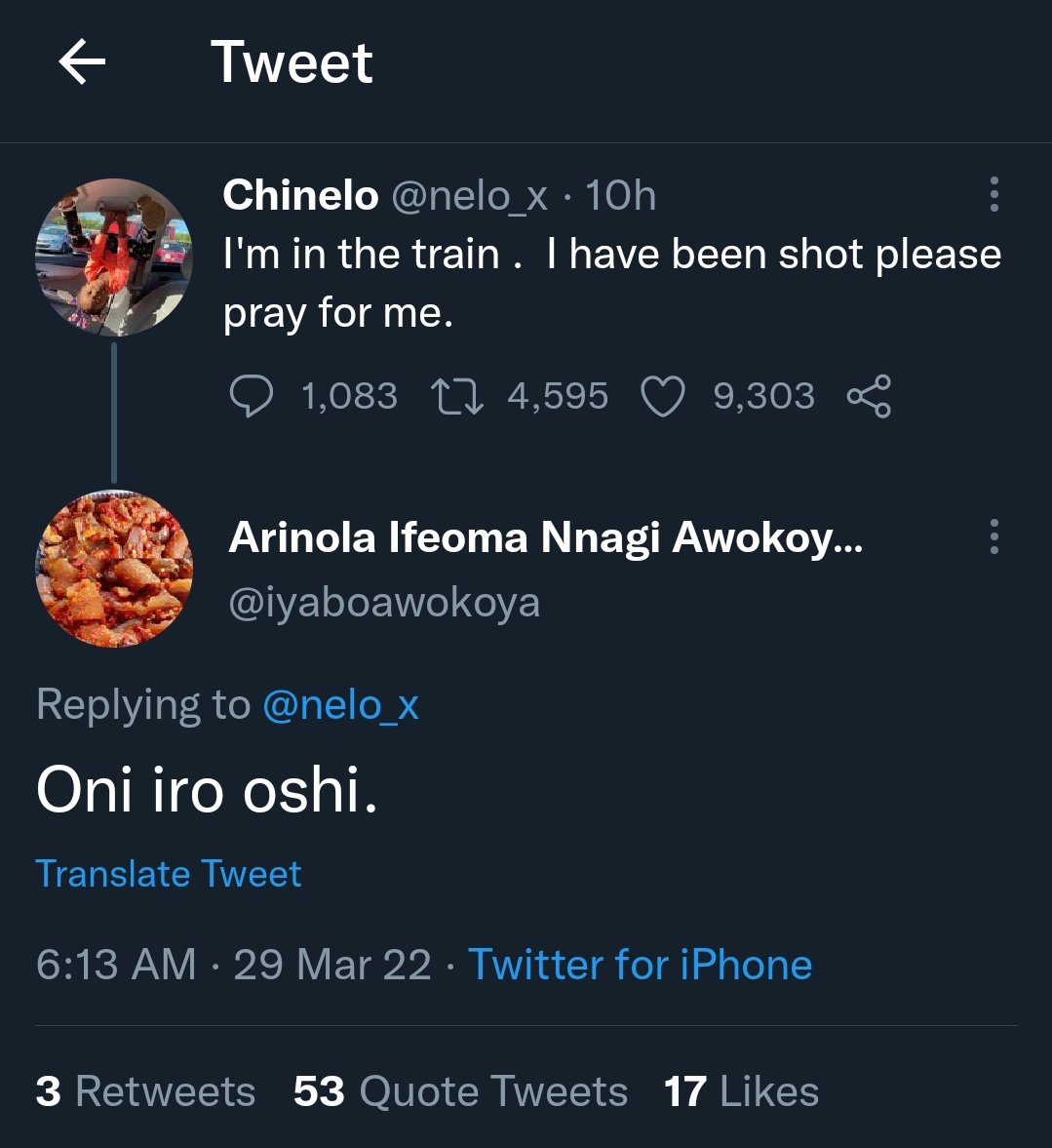 It's the same people who defend this administration that came out to mock a fellow Nigerian who was shot on the train

People who have no conscience, no empathy

Dr Chinelo is dead now, are you happy?
Are your paymasters pleased with you?

Vile, depraved beings! Scum of the earth