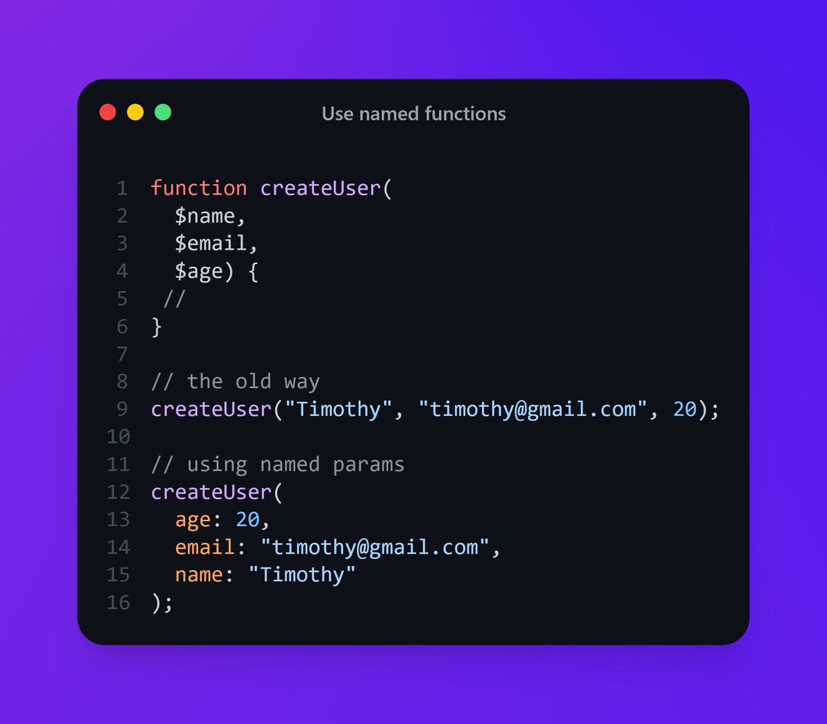 eighty9nine's tweet image. 💫 Tips for devs #39

📝PHP

Use named arguments in your PHP functions, they are supported since PHP v8.0

#programming #TipsForDevs #100Devs #HTML