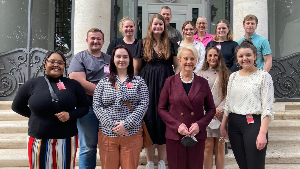 Such a pleasure to meet these bright young students from <a href="/Mizzou/">Mizzou</a> <a href="/cafnr/">Mizzou CAFNR</a>. They’re here in Rome to learn about food, agriculture &amp; sustainability and visited <a href="/USUNRome/">USUNRome</a> to hear more about our work. Study hard &amp; keep fighting for a sustainable, hunger-free world!
