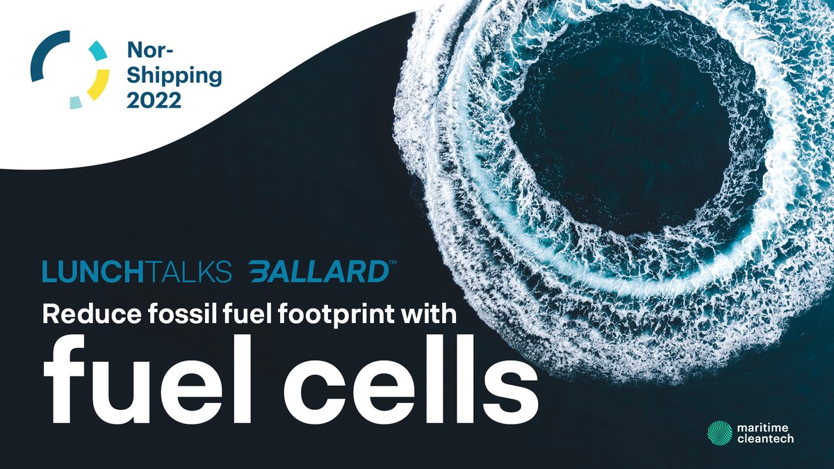 BallardPwr's tweet photo. Are you headed for @NorShipping? Join Ballard’s LunchTalk on April 6 at 12:30 CET at @NCEMCT''s stand (T02-27) https://t.co/2X6CXw9WXn #poweredbyBallard #hydrogen #fuelcells #zeroemission #shipping #maritime #cleanvessels https://t.co/aNBYwfhzCx
