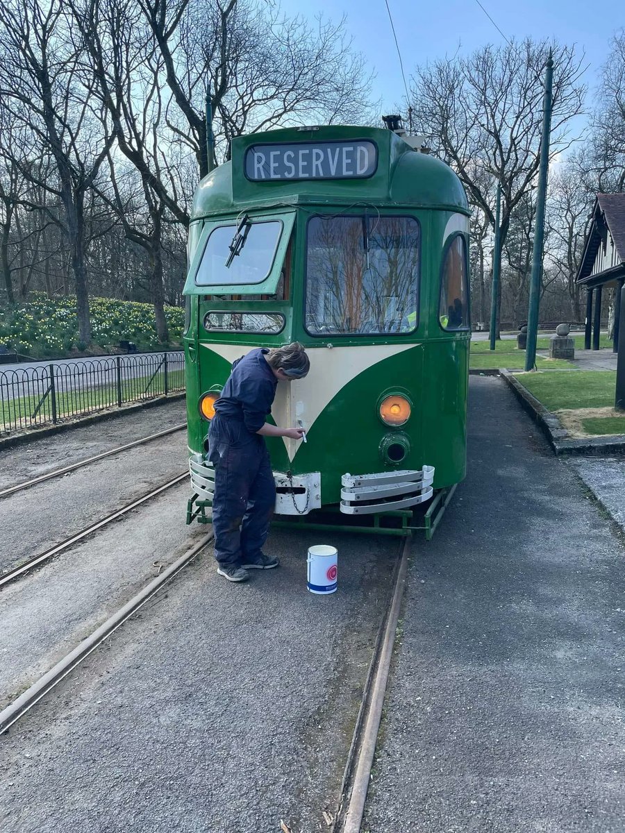 Repairs to 623's damaged paint continue with our coach painter mixing shades in order to blend this in as closely as possible to the existing paint