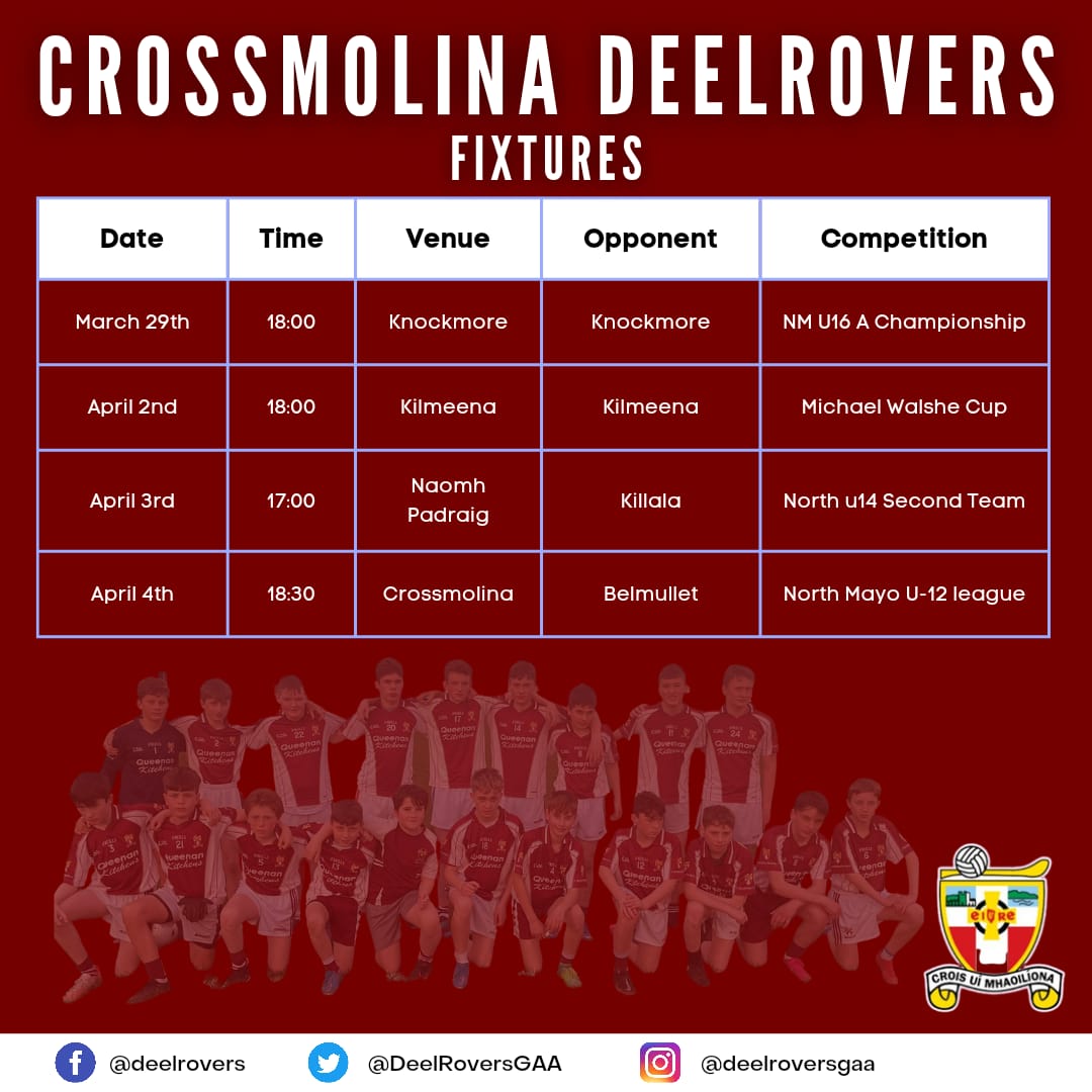 DeelRoversGAA's tweet image. This weeks .@DeelRoversGAA details @MayoGAA @GaaNorth