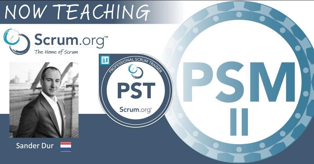 Scrumdotorg's tweet photo. Congrats to Professional Scrum Trainer Sander Dur on earning his license to teach the Professional Scrum Master II (PSM II) training course! Learn more about Sander at https://t.co/sdK5UeGOEk #ProfessionalScrum #ScrumMaster #ScrumMasterTraining #ProfessionalScrumMaster #PSMII https://t.co/yAME8tDkhi