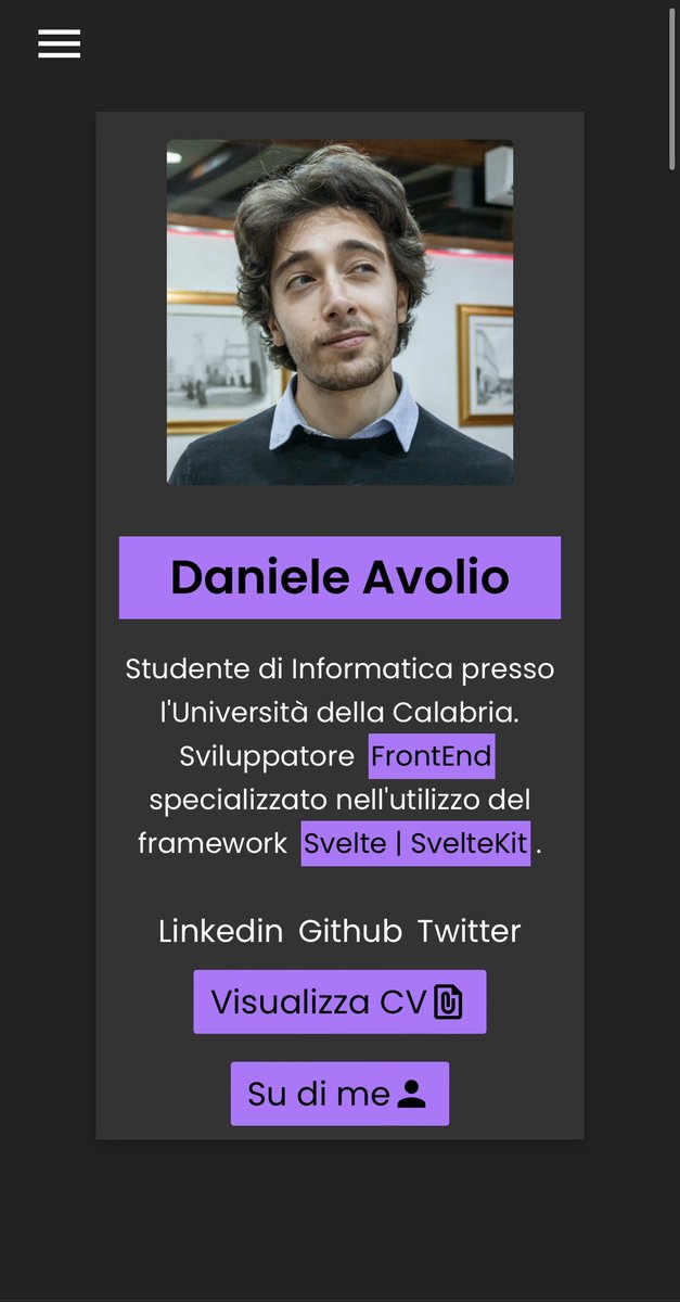 avolio_daniele's tweet photo. So I just redesigned and coded from scratch my personal website https://t.co/f518VT0FT0
(I still need to setup opengraph for socials btw)
This time I used #sveltekit #graphcms and #vercel. No tailwind or others, just plain css!
@MadeWithSvelte @SvelteSociety https://t.co/cOJ1MG63l7