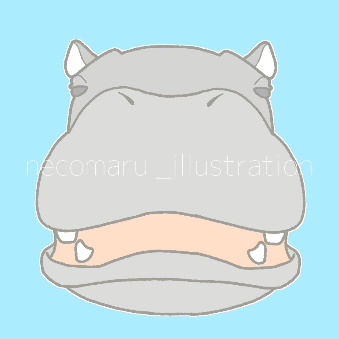 ねこ丸 カバの正面を描きました かわえぇ イラスト お絵描き かば 動物園 アイコン T Co Tmi5fevjsi Twitter