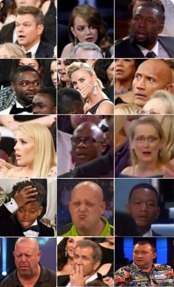 Sjoerdste's tweet photo. @wilfredgenee bekende reageren geschokt na klap Will Smith
#rechtsonderin 🤣🤣🤣🤣 https://t.co/VH1SAa6x6H