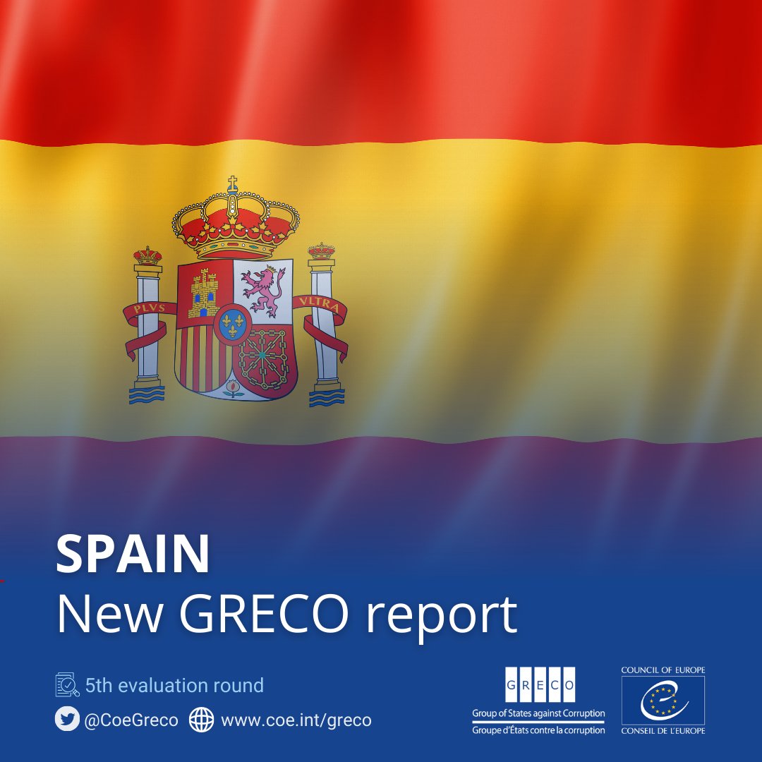 CoeGreco's tweet photo. #Spain: New compliance report published by the Council of Europe @CoeGreco
↘️ 5th evaluation round on #preventingcorruption and promoting #integrity in central #governments and #lawenforcement agencies
https://t.co/ovji3Wr2pR
#NoCorruptionYesIntegrity @SpainCoE https://t.co/iKfx45orto