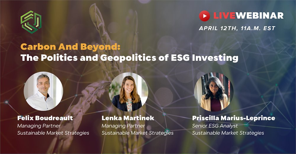 Coherra1's tweet photo. ⚡️ Want to be a part of the ESG evolution? Join managing partners Felix-A. Boudreault and Lenka Martinek, accompanied by Priscilla Marius-Leprince, Senior ESG Analyst, on April 12th, 11 a.m. (EST) for a wide-ranging discussion of ESG topics.

Register: https://t.co/MqUmbA0oKy https://t.co/6YxU48Wqkd
