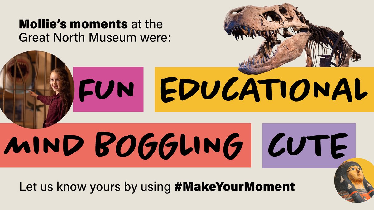 Mollie's moments at the Great North Museum: Hancock were: Fun, Educational, Mind Boggling, Cute. Let us know yours by using #MakeYourMoment or filling in a card at the front desk when visiting the museum. makeyourmoment.org.uk