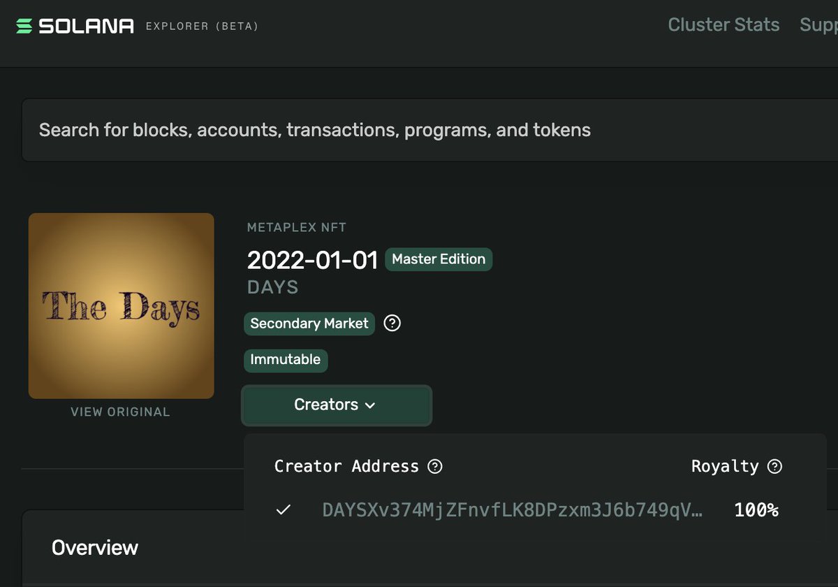❗️⚠️How to make sure it's not a Fake?⚠️❗️

Make sure that the creator is DAYSXv374MjZFnvfLK8DPzxm3J6b749qVJqhBDBxBuNa and that it is verified -- there is a check mark✔

#Solana #SolanaNFTs #TheDaysNFT

For example, this is not a fake:
explorer.solana.com/address/23wucn…