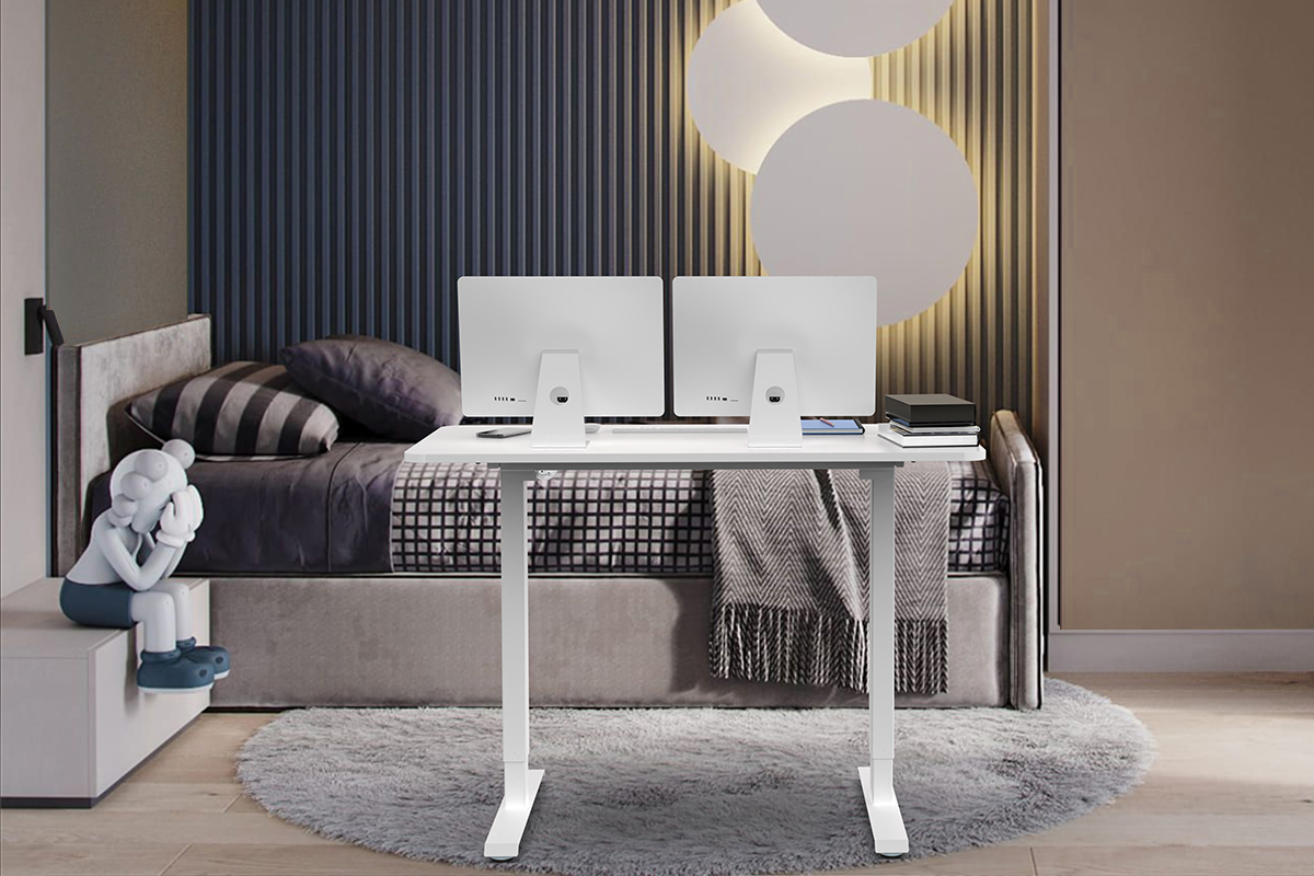 JOYworker1's tweet photo. White sit&amp;stand desk fits any bedroom and looks comfortable.

#desksetup #desktour #desk #deskgoals #standingdesks #homedesign #homeoffice #homedesign #homeimprovement #officedesign #officespace #homespace #ergonomic #standingdesk https://t.co/9MveMZPBZB