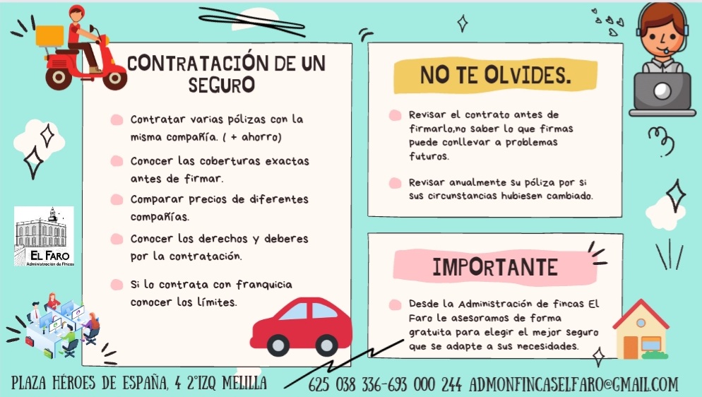 A la hora de elegir tu seguro no te la juegues. 
📱952674604 625038336 693000244 
📧admonfincaselfaro@gmail.com 
#AAFF #AFColegiado #AdministradordeFincas #AdministracióndeFincas  #ComunidaddePropietarios #LPH
#edificios #vecinosinformados
#Seguros #SegurosdeComunidades
 #melilla