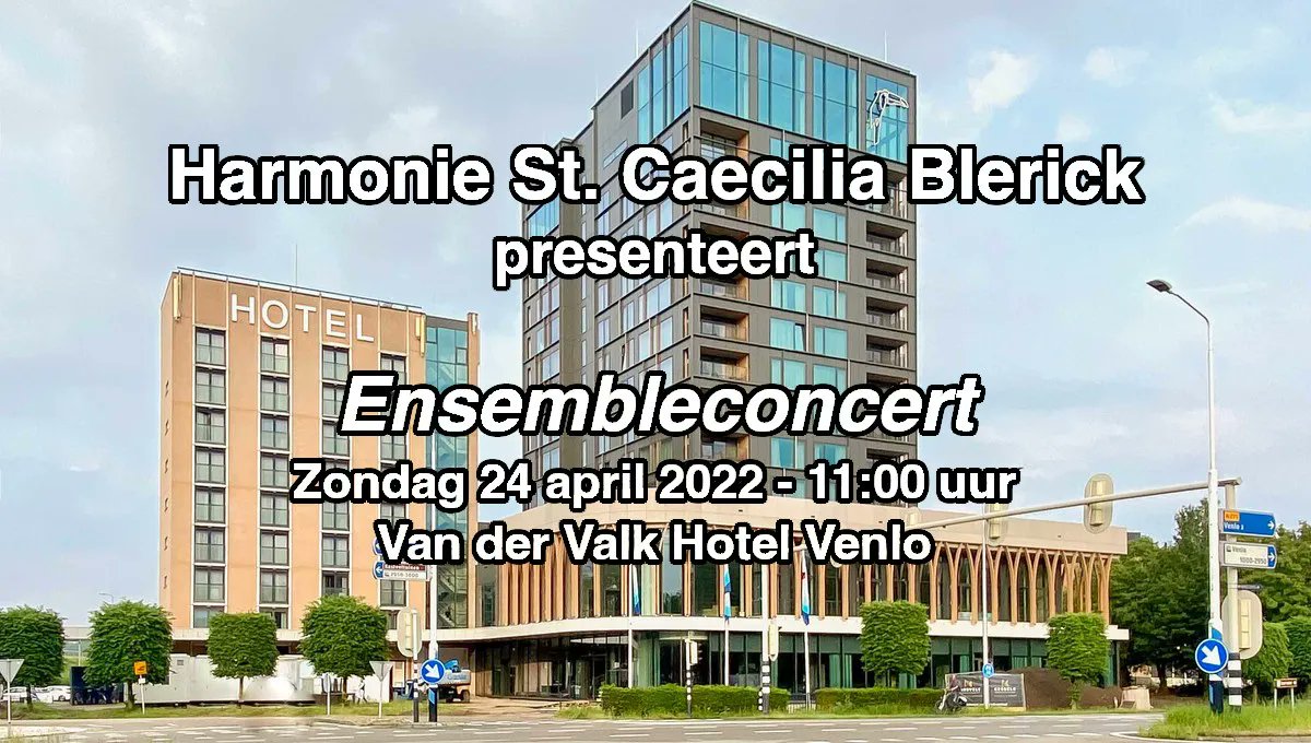 Wij zijn ontzettend blij weer te mogen musiceren en daarom willen we u graag uitnodigen voor ons 1e optreden in 2022.
Op zondag 24 april a.s. kunt u vanaf 11:00 gaan genieten van onze jeugdharmonie en diverse ensembles in Hotel van der Valk aan de Nijmeegseweg in Venlo. 
Tot dan!