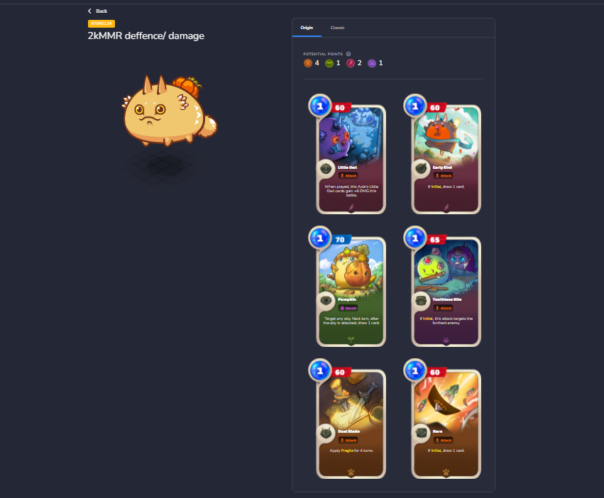 Cambios muy interesantes e importantes en cara a Origin, ahora en el Market puedes elegir que cartas ver al momento de ver algún Axie, pudiendo elegir entre las Classic para las V2 y las Origin. Los cambios ya se hacen notar.

#AxieInfinity #AxieOrigin #AxieScholarships