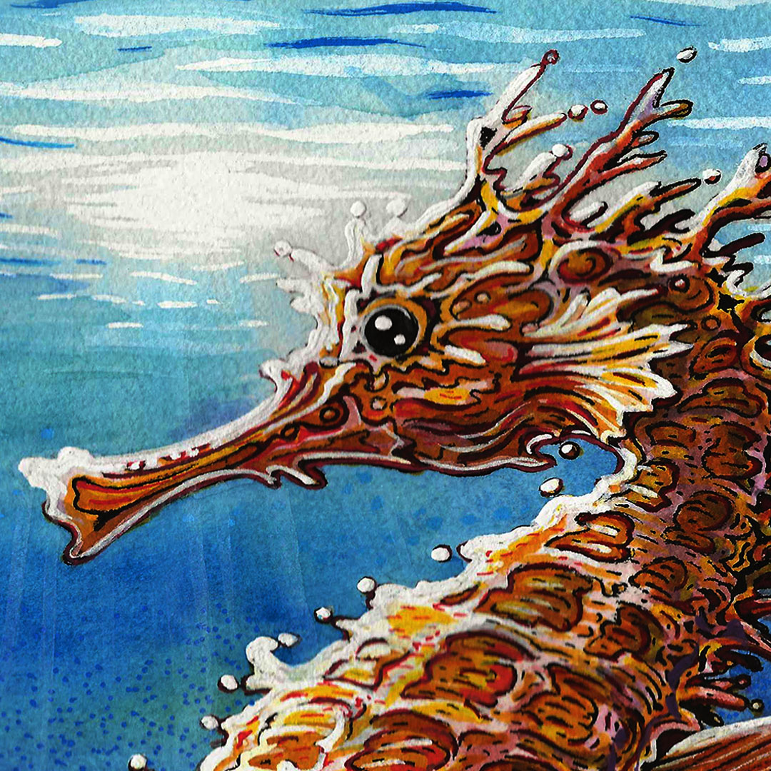 Middle of the night artwork #watercolor #acrylic #PenandInk #posca #seahorse #nhart #nhartist #seahorseart