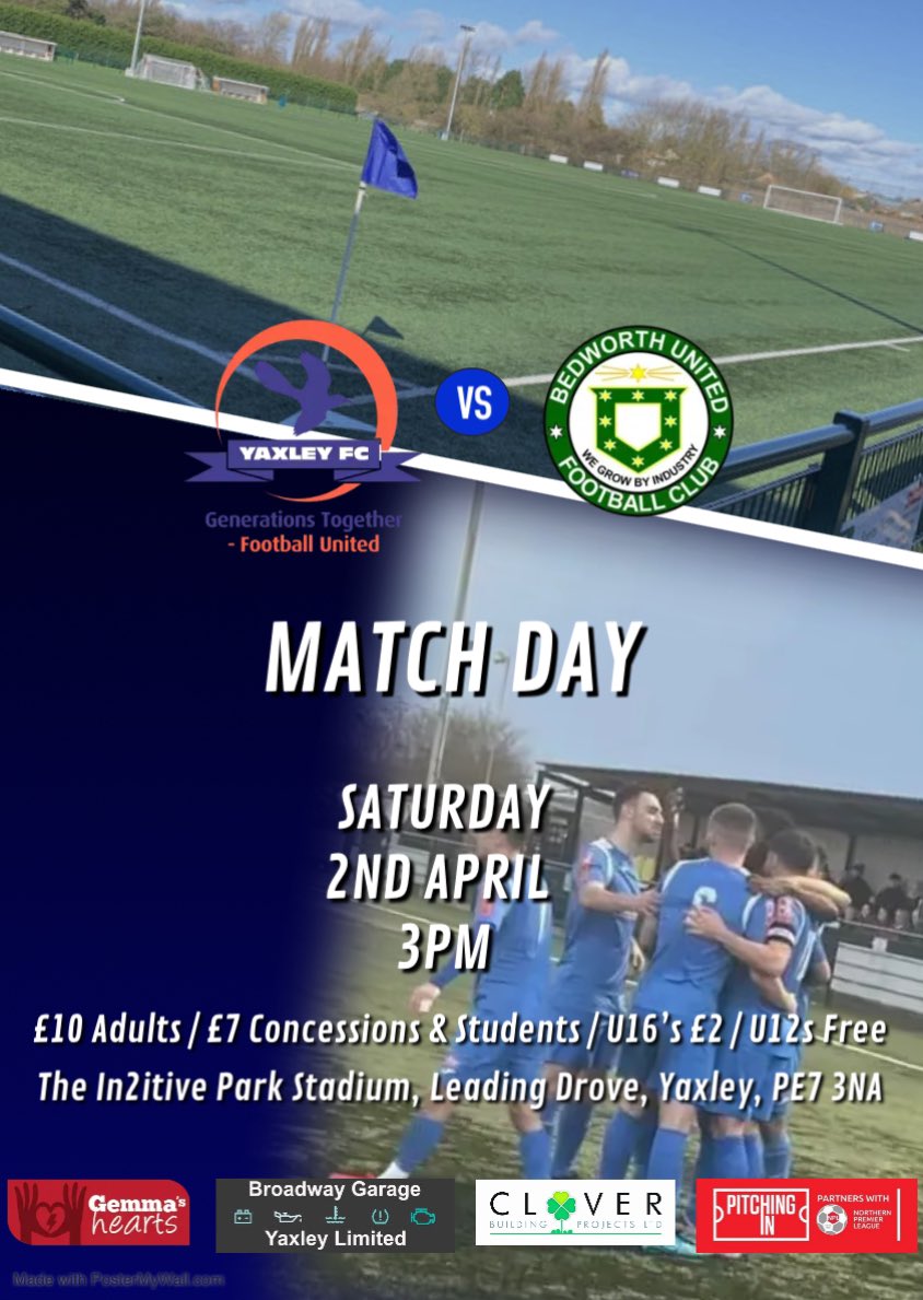 yaxleyfc's tweet photo. 🔵🟠 Up Next 🟠🔵

The Cuckoos are back at home this weekend as we host @bedworth_united in @NorthernPremLge action. This is the first of 3 home games remaining of the season so please come down and support the lads. #cuckoos https://t.co/QGJusRedyz