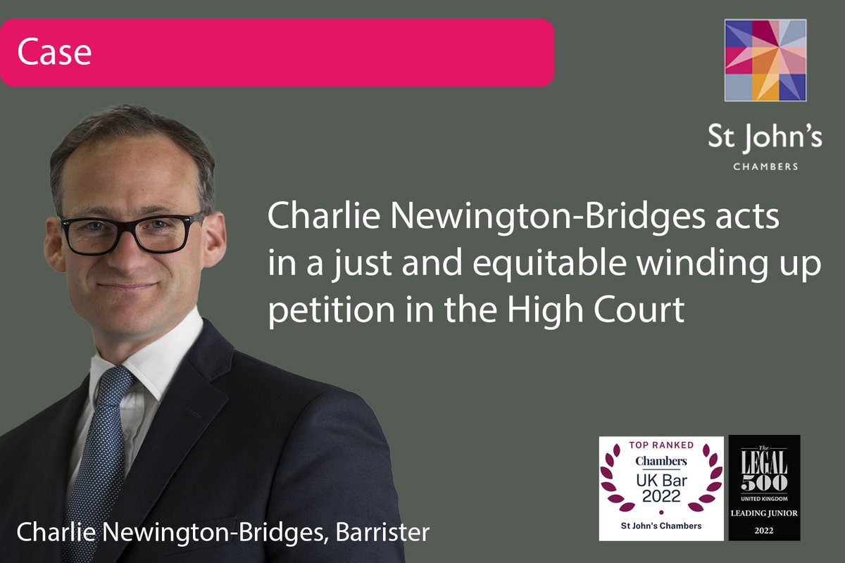 Charlie Newington-Bridges acts in a just and equitable winding up #petition relating to a French #StockMarket listed technology company worth €9m. #HighCourt case #company #law #commercial #legal 
Read here: tinyurl.com/2p88hme2