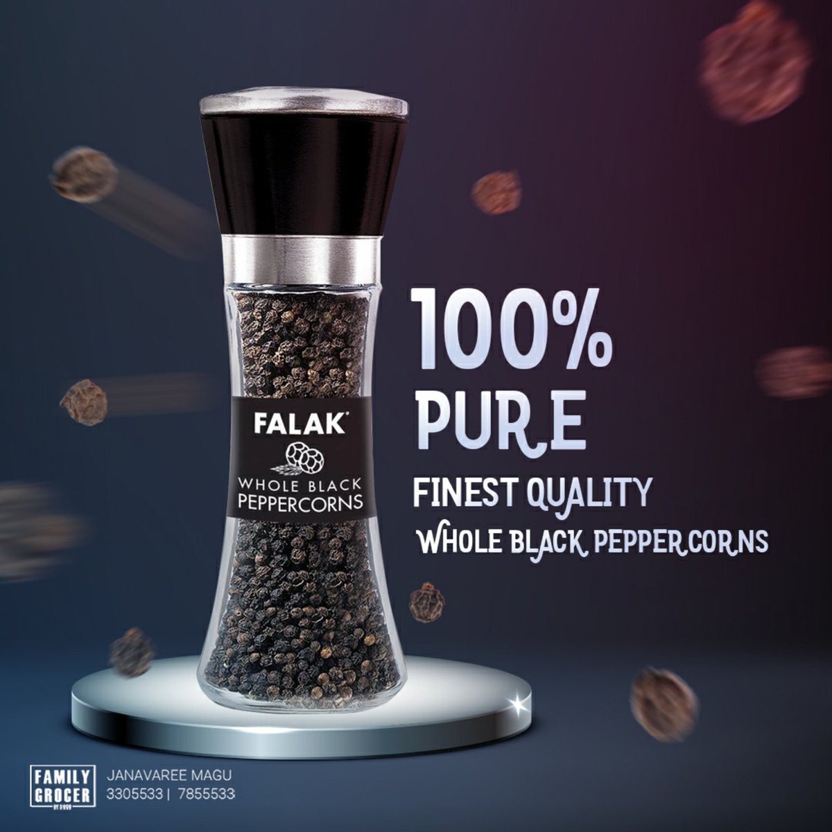 Falak Whole Black Peppercorn | 100% Pure | Available Now 

#familygrocer #janavareemagu