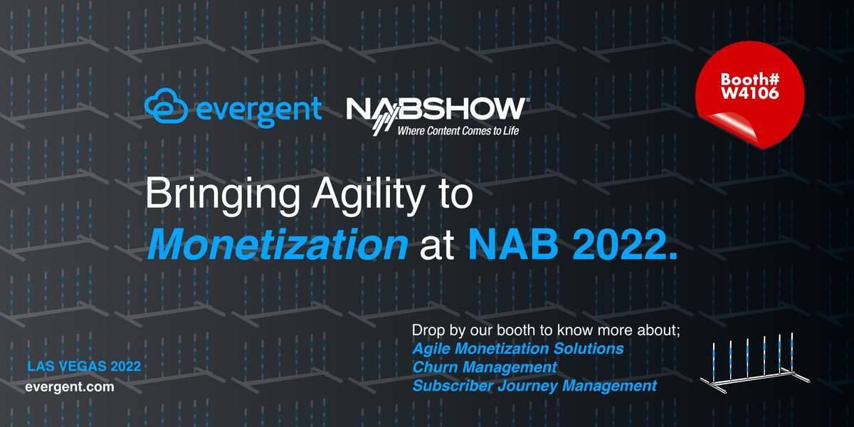 Evergent's tweet photo. Attending NAB this April? Register your free hall exhibit pass using @Evergent code LV5566 - https://t.co/xVD29k5Pq0
#nabshow #agilemonetization #billingmodels #agile #agility https://t.co/DmtGUXIST3