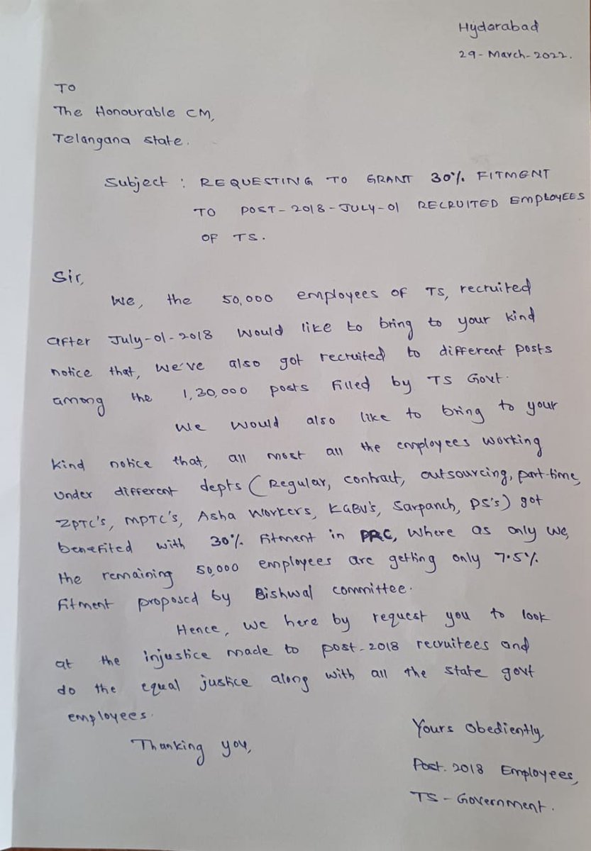 AshrafM67498571's tweet photo. @klaxman0051 @TelanganaCMO @KTRTRS @PrashanthKishor అయ్యా @TelanganaCMO  @KTRTRS @PrashanthKishor TS తోలి prc యందు అందరు లాభపడినారు 2018 జులై 1 తర్వాత వొచ్చిన 50 వేల మంది ప్రభుత్వోద్యోగులం తప్ప మాకు గూడ TS తోలి PRC ఫలాలు అందించి  ఆర్థిక న్యాయం చేయాలనీ అడుగుతున్నాం.
#prc_to_post2018employees https://t.co/iJ3NoPcrl4