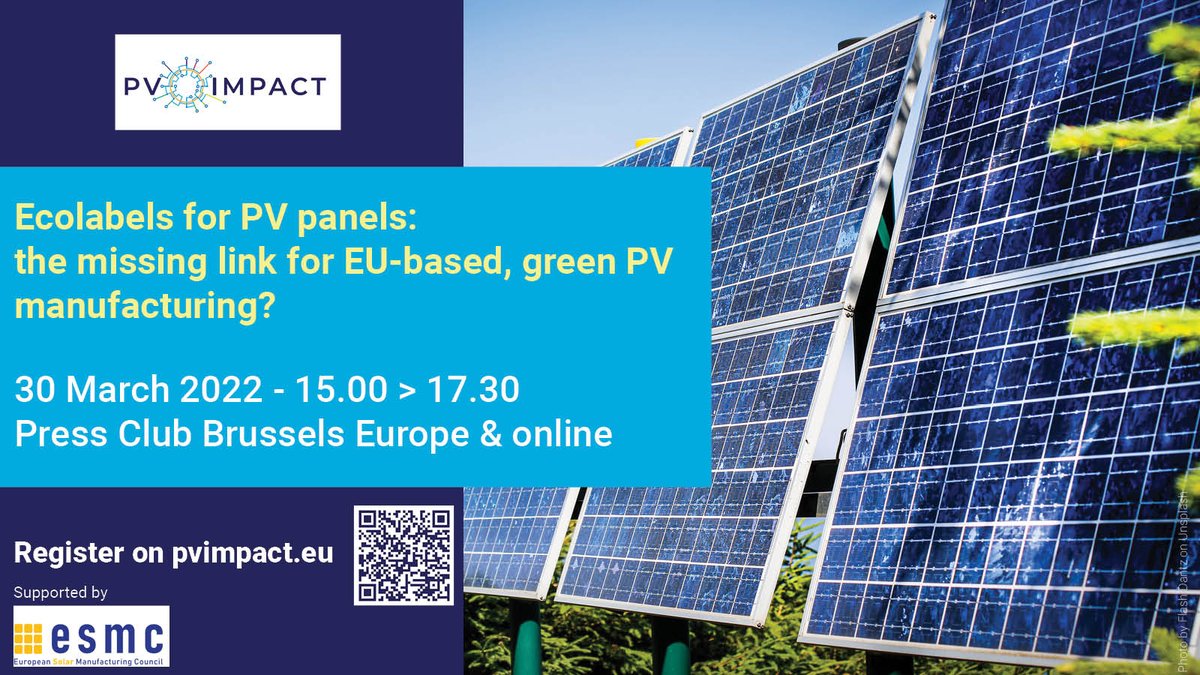 EUREC_Info's tweet photo. ‼️ 1 day left before the event on Ecolabels for PV panels!
One key policy instrument to increase the #sustainability of #PV products is the concept of #ecodesign.
Find out more on 30 March from 15.00 to 17.30 CET, in Brussels or online.
👉 https://t.co/DvyJVOvk6n
#PVIMPACT_EU https://t.co/hwWxd70qjV