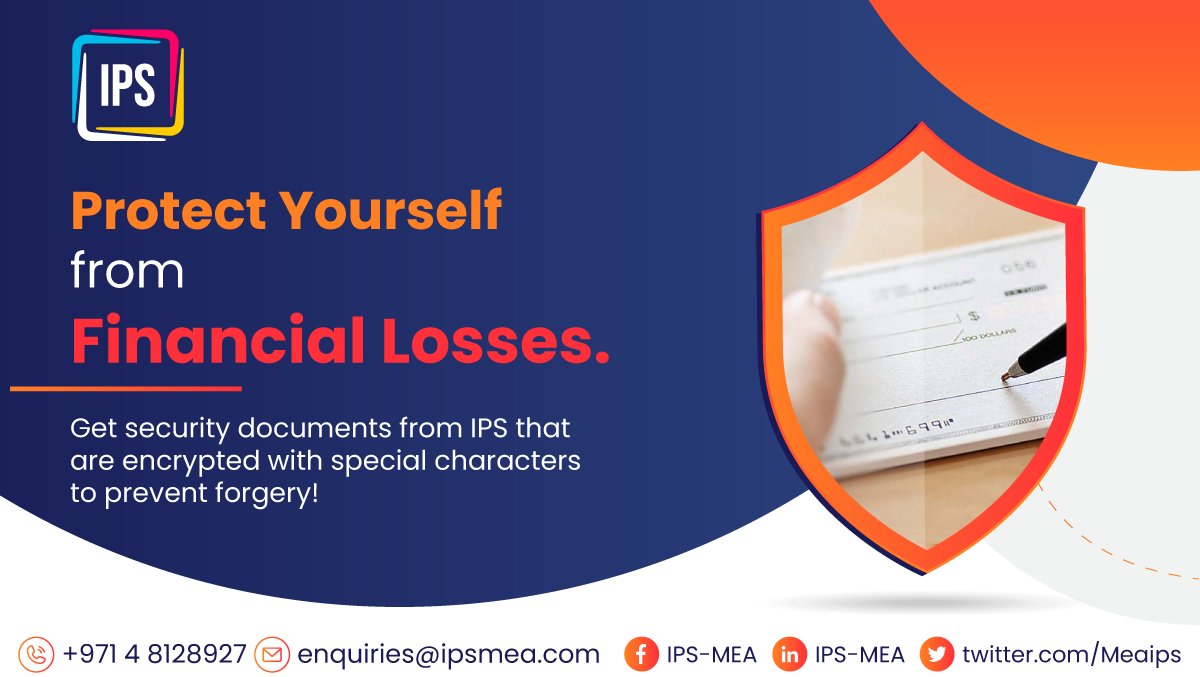 MeaIps's tweet photo. Reduce the risk of your financial losses!
Get security documents from IPS today.
#IPS #Securitydocuments #preventlossess #preventforgery https://t.co/eh8R2qj70c