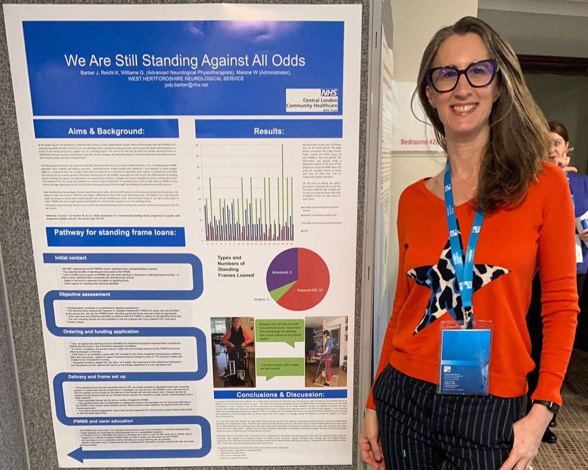NHNN_therapies's tweet image. Congratulations to @barber_jody for winning the #mstrustconference poster prize 👏🏽👏🏽👏🏽
This is from her work with @CLCHNHSTrust on standing frames in the community, but we get to claim her a day a week with her Consultant Physiotherapy role at @UCL_QS_CNMD . Very proud 😊