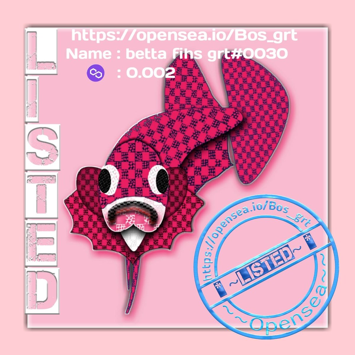 Bos_grt01's tweet photo. Nft Betta fihs grt.
Name : betta fihs grt#0030
Polygon : 0.002

https://t.co/GzBJqO6MwP
https://t.co/LFnDV02oS0
https://t.co/yTSsf6BcqB
https://t.co/r9QlroGEPb
#nft #nftart #nfts #nftartwork #nftdrop #nftcollector #nftcommunity #nftcollection https://t.co/7LMmAUfWxG