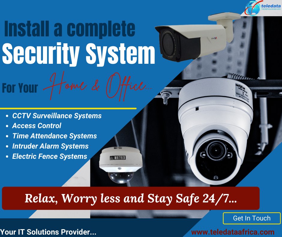 TeledataKE's tweet photo. SECURITY SYSTEMS!!
#Security is Key and should always come first!
How Secure is your Home and Office!

Get In Touch with our office #Today for Site Survey and Seciruty Systems Installation services.
https://t.co/JHsRajbbUu
...
#CCTVCamera #cctvcamerainstallation #surveillance https://t.co/QszSm3iOAw