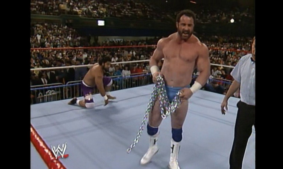 andrewnicol111's tweet photo. KING HAKU (with Bobby Heenan) vs HERCULES. Hercules wins the match by pinfall. Hercules 20 points, Haku -10 points #wwe #wwf #wrestling #wrestlemania #hercules #haku #bobbyheenan #80swrestling #80swwf #classicwwf #classicwrestling #oldschoolwrestling #vintagewwe #wwfgoldenera https://t.co/3vBQvhBu5X