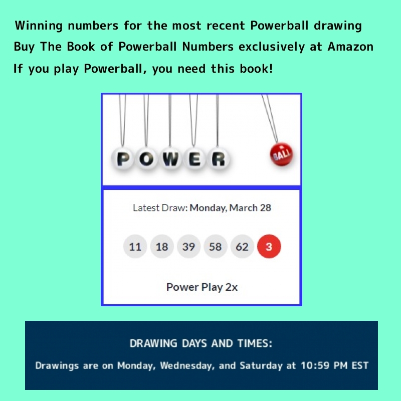 BookNumbers's tweet photo. Winning numbers for the March 28, 2022 Powerball drawing

#Powerball #PowerballWinningNumbers #PowerballNumbers #Lottery #Lotto #Jackpot #Books #Ebooks #Amazon #AmazonBooks #AmazonKindle #Kindle #KindleBooks #KindleUnlimited #KindleOwnersLendingLibrary #KindleLendingLibrary #Win https://t.co/exaiwDM5Ek