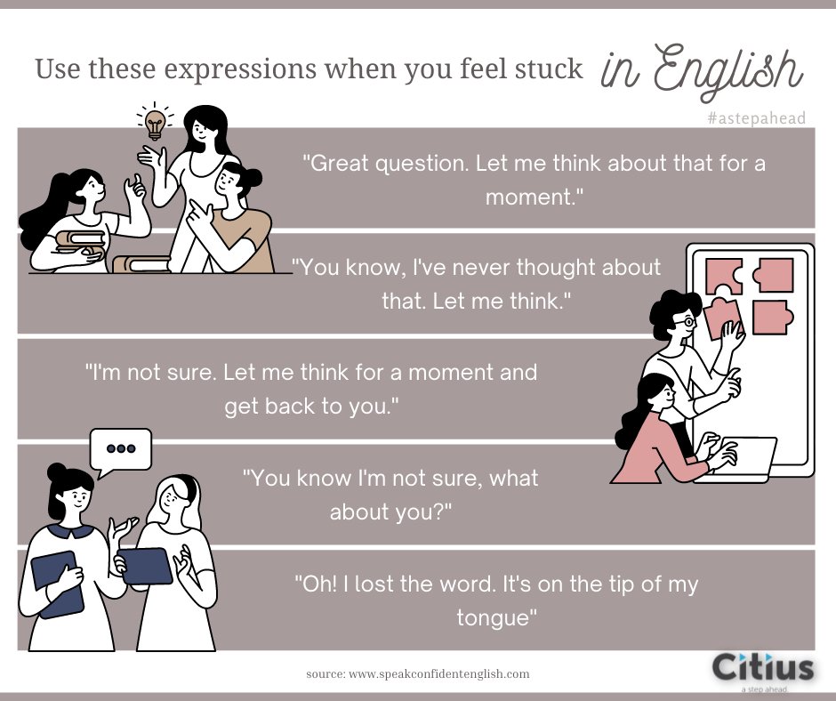 SolutionsCitius's tweet photo. Not all the time we have the answers to everything. Be honest and use these expressions.
Have a great week ahead!
#englishexpressions
#communicationskills
#citiuscolutionscorporation
#citiuscustomerservice
#greatcustomerservice
#cebucustomerservice
#AStepAhead
#citiuscares https://t.co/gkIsyqKF14