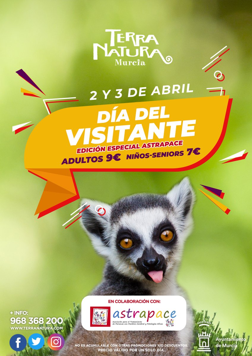 El próximo fin de semana, 2 y 3 de abril, Terra Natura Murcia celebra el Día del Visitante a favor de Astrapace.

El 50% de lo recaudado, irá destinado a la creación de una sala de habilidades motrices en nuestro centro de atención temprana de Murcia.
astrapace.com/?p=93075